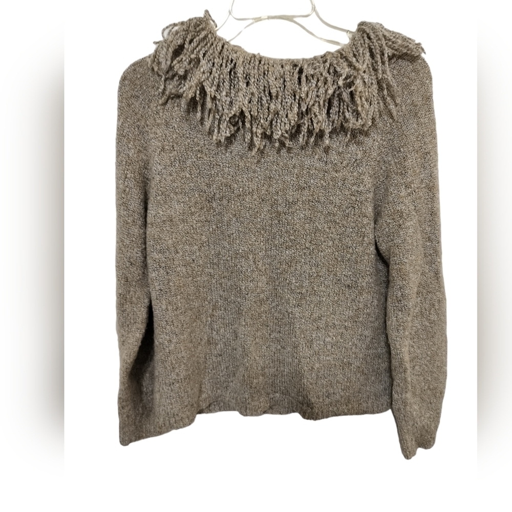 (1609) Norton McNaughton Women's Fringe Neck Pullover Sweater Size PM